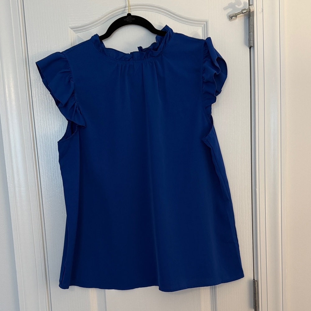 Royal Blue Ruffle Sleeve Women's Top